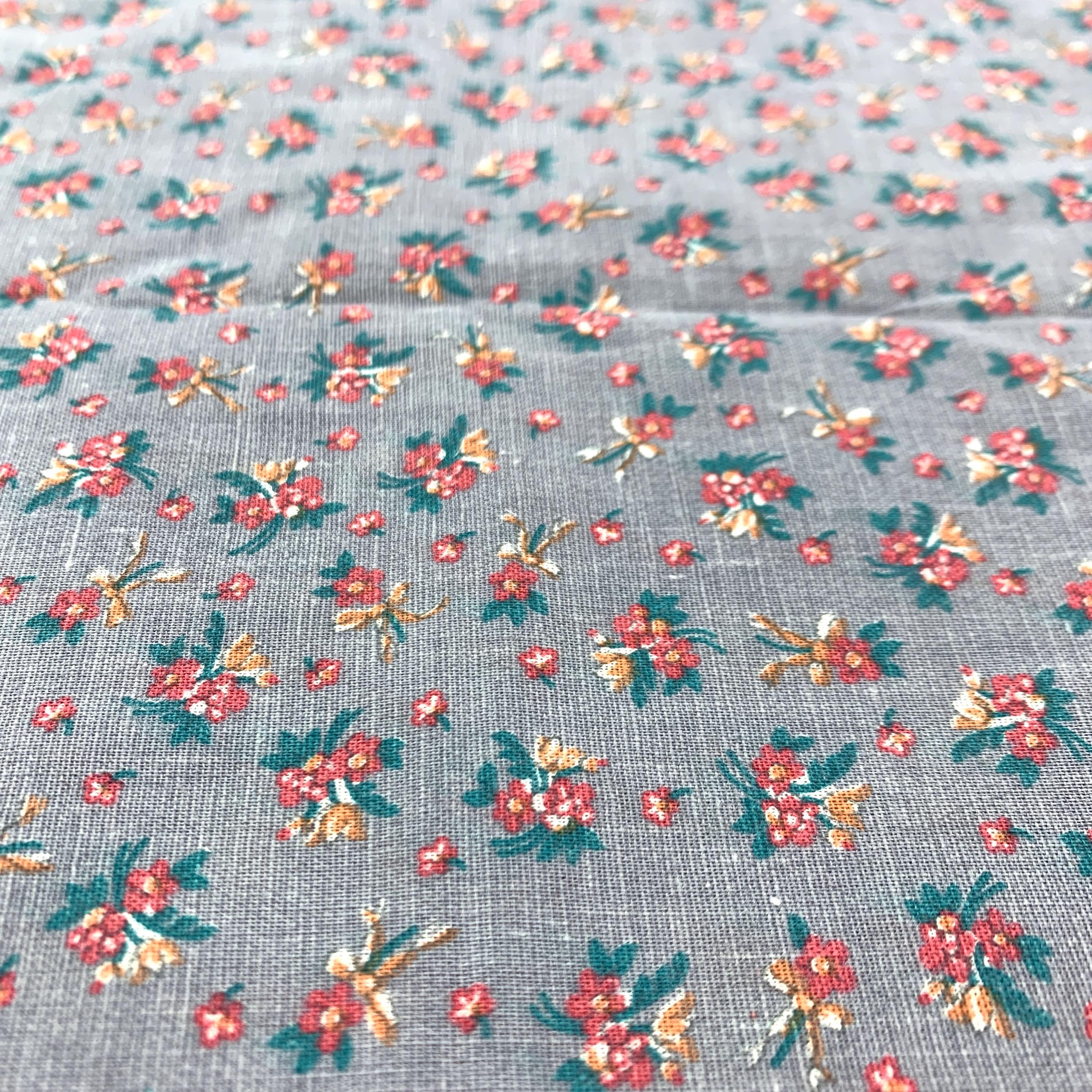 Thing Print Vintage Fabric Floral Calico Tiny Print Cottage Country Prairie Flowers ...