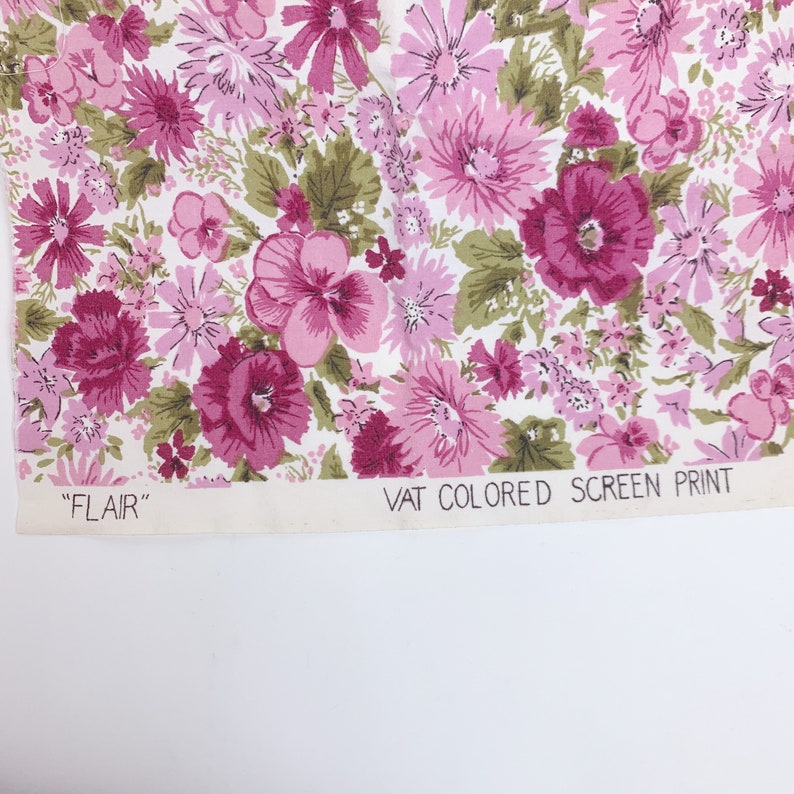 Vintage Fabric Flair VAT Colored Screen Print Remnant Sewing Material
