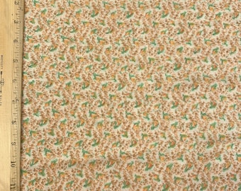 Vintage Fabric Floral Flower Chain Tulips 1 yd + 22" x 46" Tangerine Orange Green Sewing Material