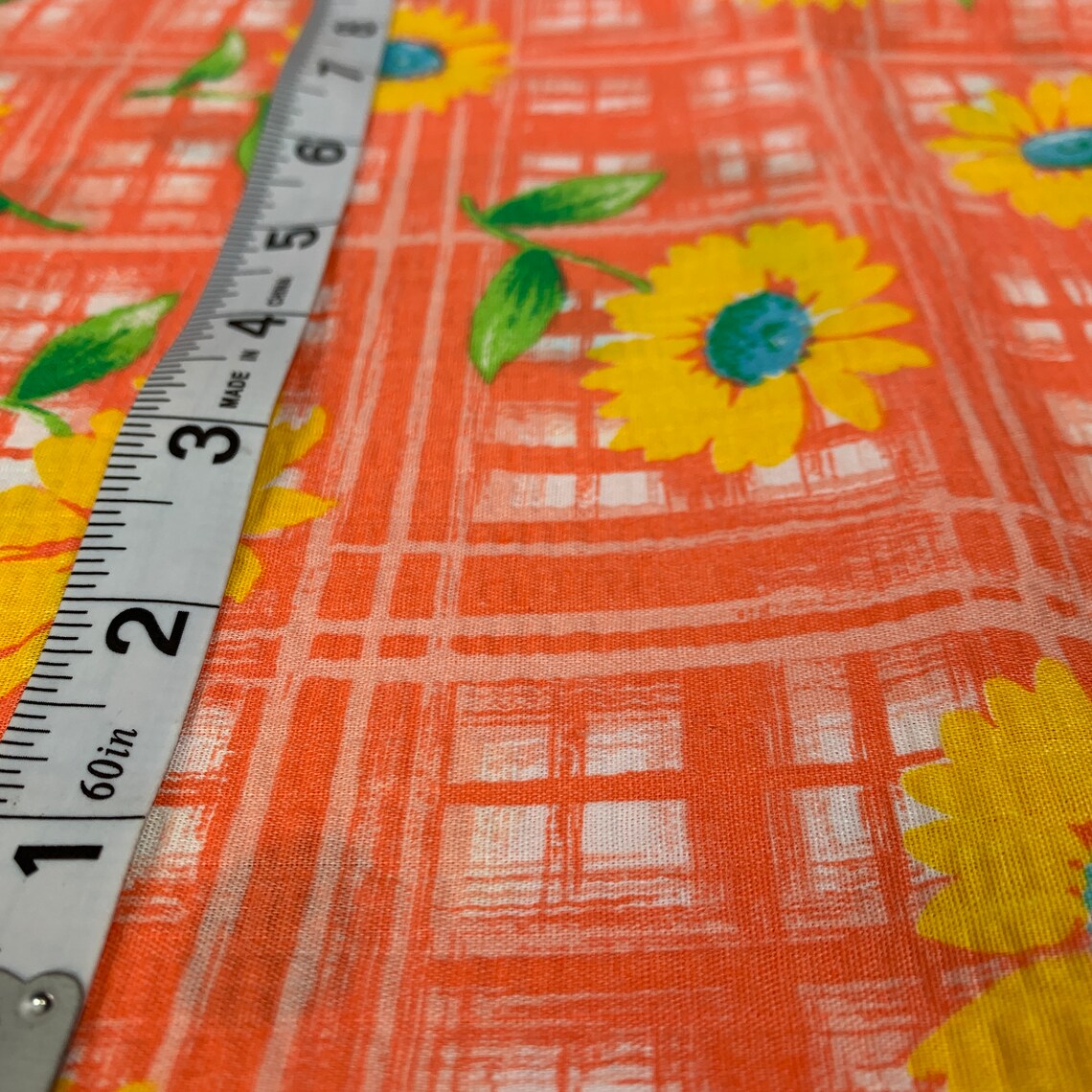 Vintage General Fabrics Company Bright Orange Plaid Yellow Etsy