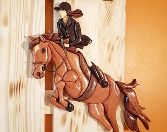Wooden Intarsia Horse Riding Girl Pattern: Scroll Saw (PDF Download)