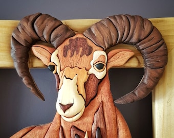 Mountain Goat Intarsia Pattern PDF, Wooden Wildlife Wall Art Digital Download