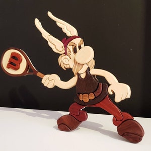 Asterix Collectible Figurine, Tabletop Decor, Tennis Racket, House Warming Ornament, Gift for Him, Home Decor, Gift for Tennis Lovers image 3