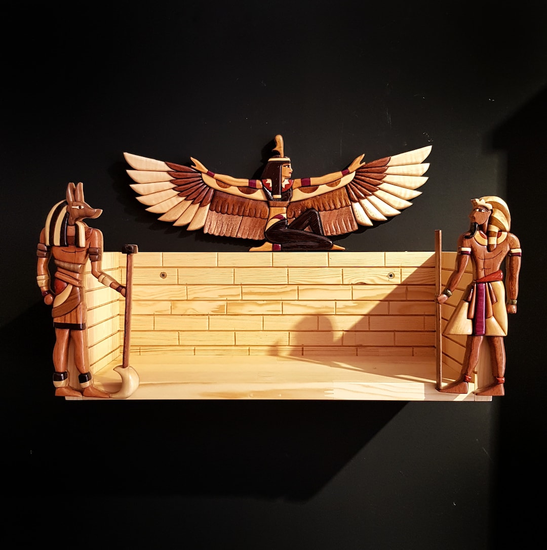 Ancient Egyptian Book Shelf, Boho Wall Decor, Ancient Egypt Art Figures