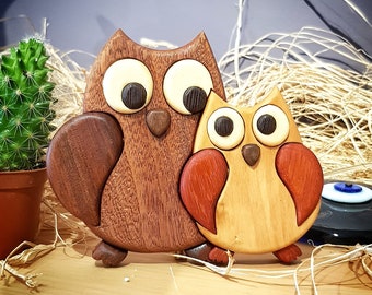Owls in Love, Wood Intarsia Pattern, Wooden Intarsia for Beginners, Animal Pattern, Scroll Saw Pattern, Pattern Only download Pdf