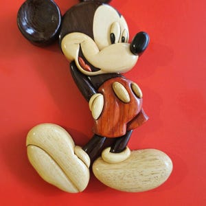 Patrón de intarsia de madera de Mickey Mouse, regalo único de Disney, decoración para habitación infantil, arte de intarsia de dibujos animados, patrón de intarsia descargable