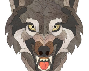 Wolf Head Intarsia Pattern: Wild Animal Wood Wall Decor (PDF Pattern)