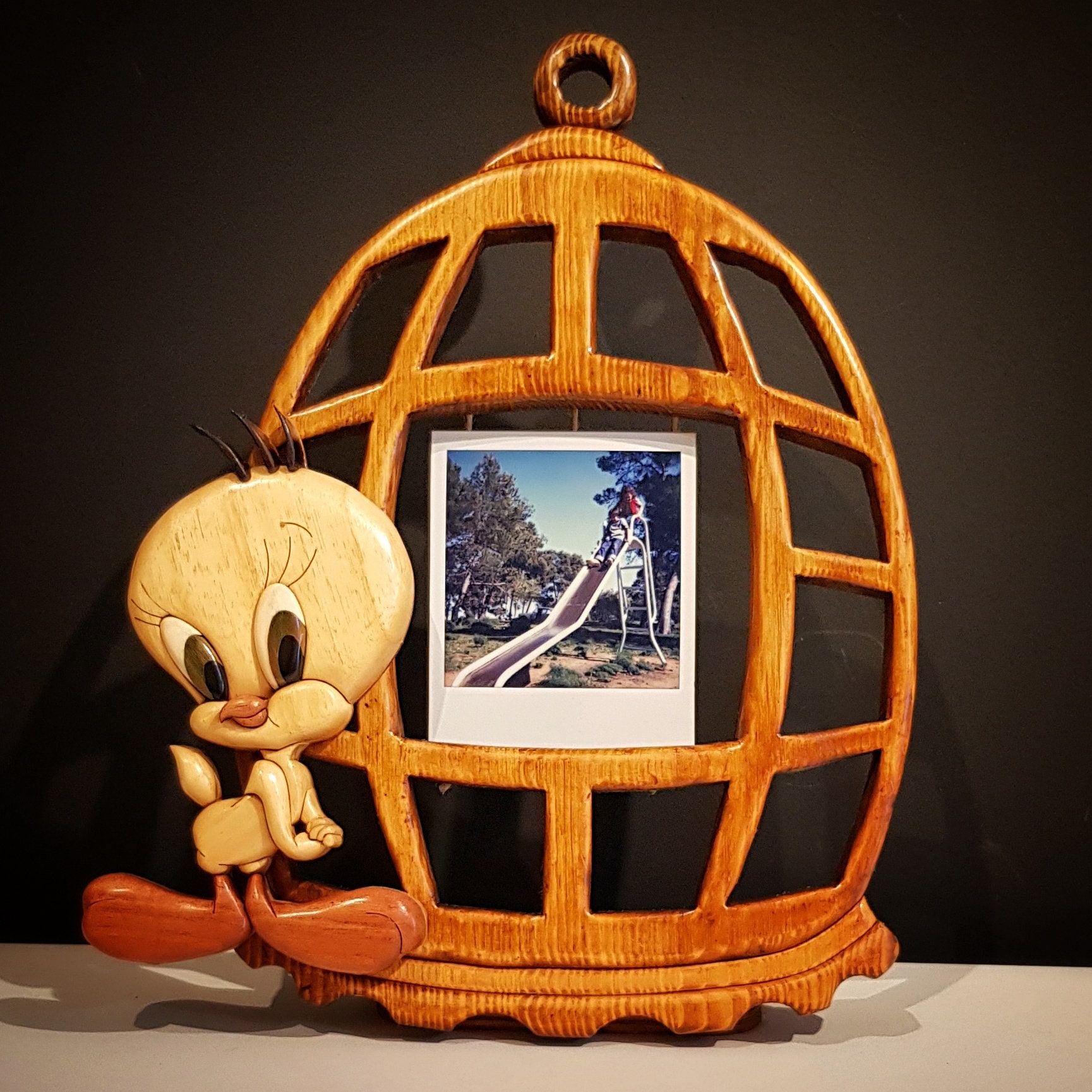 Handmade Bird Photo Frame: Intarsia Wood Cage Wall Art - Etsy