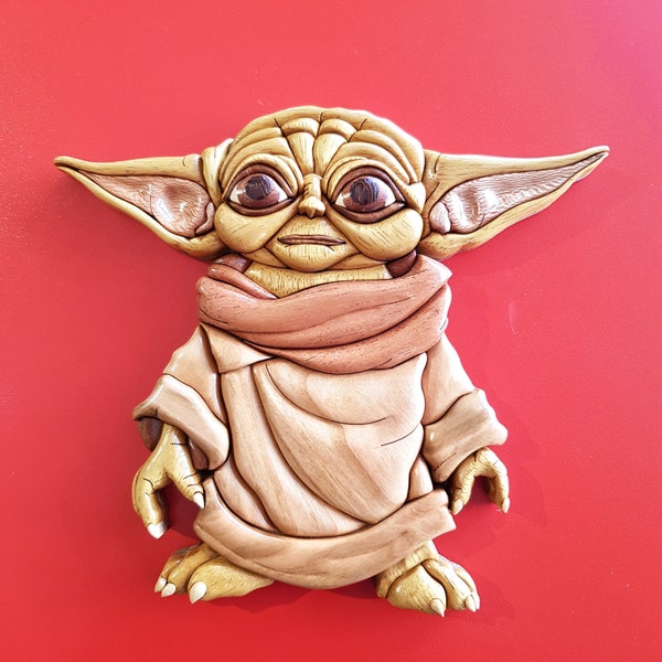 Wooden Intarsia Pattern of Baby Yoda Grogu for Star Wars and Scroll Saw Art, Scroll Saw Pattern, Pattern Only, download Pdf, Digital