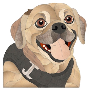 Puggle Dog Intarsia Mönster PDF, Digital Nedladdning Träbearbetningsdesign