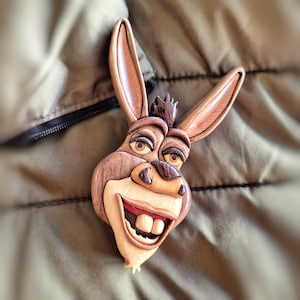 Esel Holz Intarsien Figur: Taschenanhänger, Pin, Anhänger