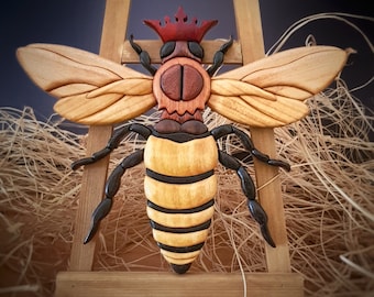 Queenbee Wood Intarsia Pattern, Bee Wooden Intarsia, Scroll Saw Pattern, Pattern Only download Pdf