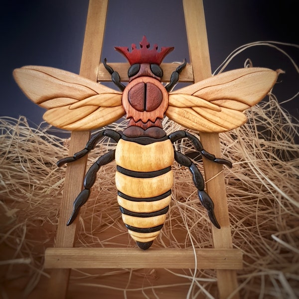 Queenbee Wood Intarsia Pattern, Bee Wooden Intarsia, Scroll Saw Pattern, Pattern Only download Pdf