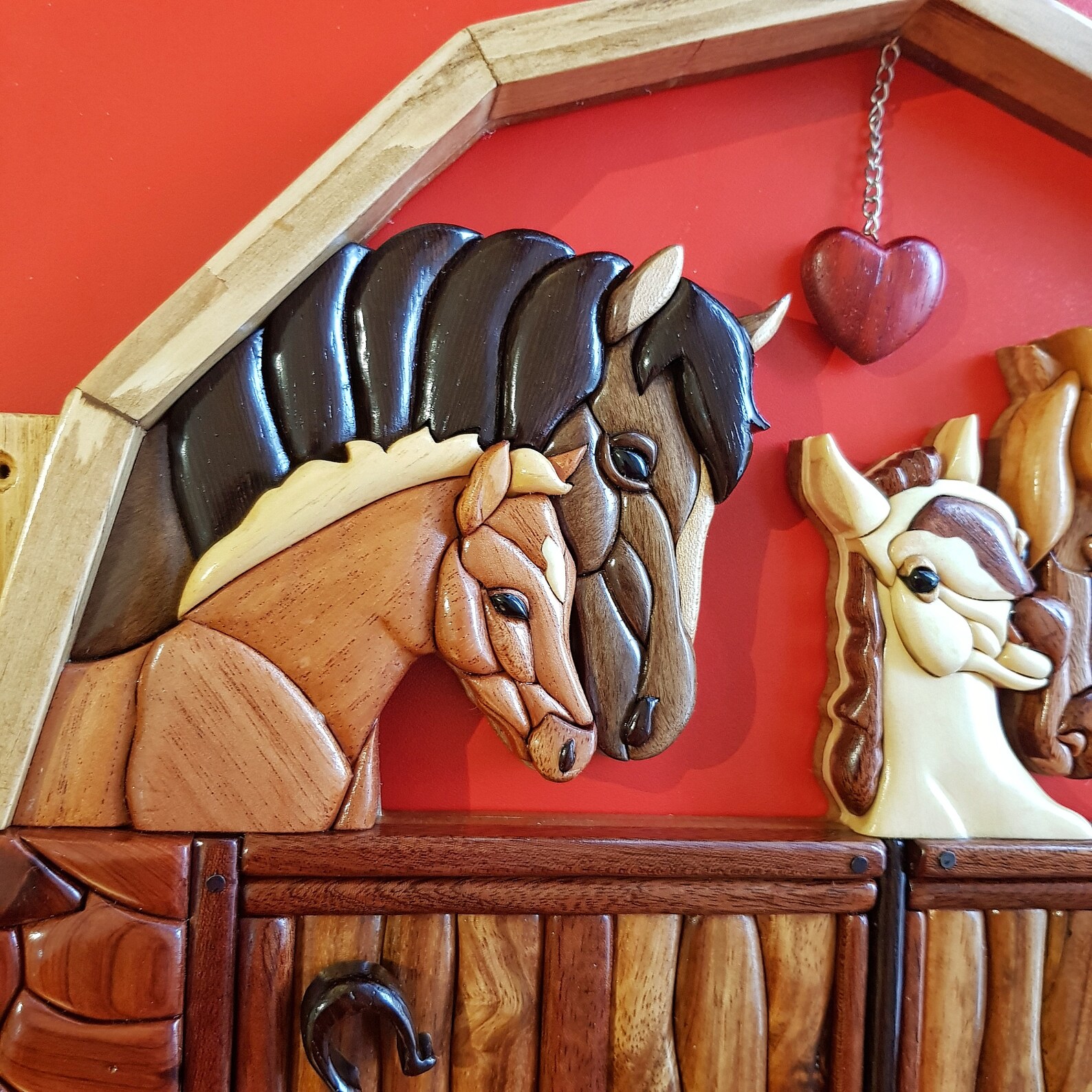 Rustic Wood Horse Barn Key Holder, Farmhouse Wall Organizer, Equestrian ...