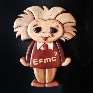 Handmade Scientist Kokeshi Figurine: Intarsia Wood Scientist Art