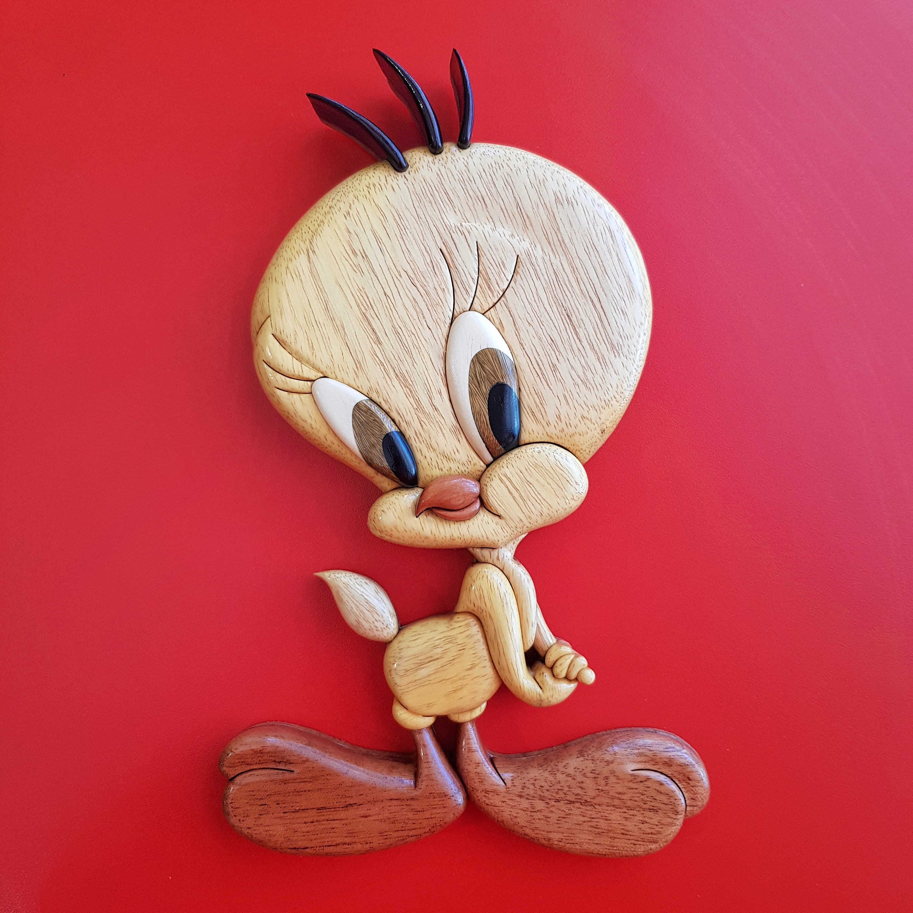 Natural Wood Intarsia Bird Wall Decor, Kids Room Cartoon Art