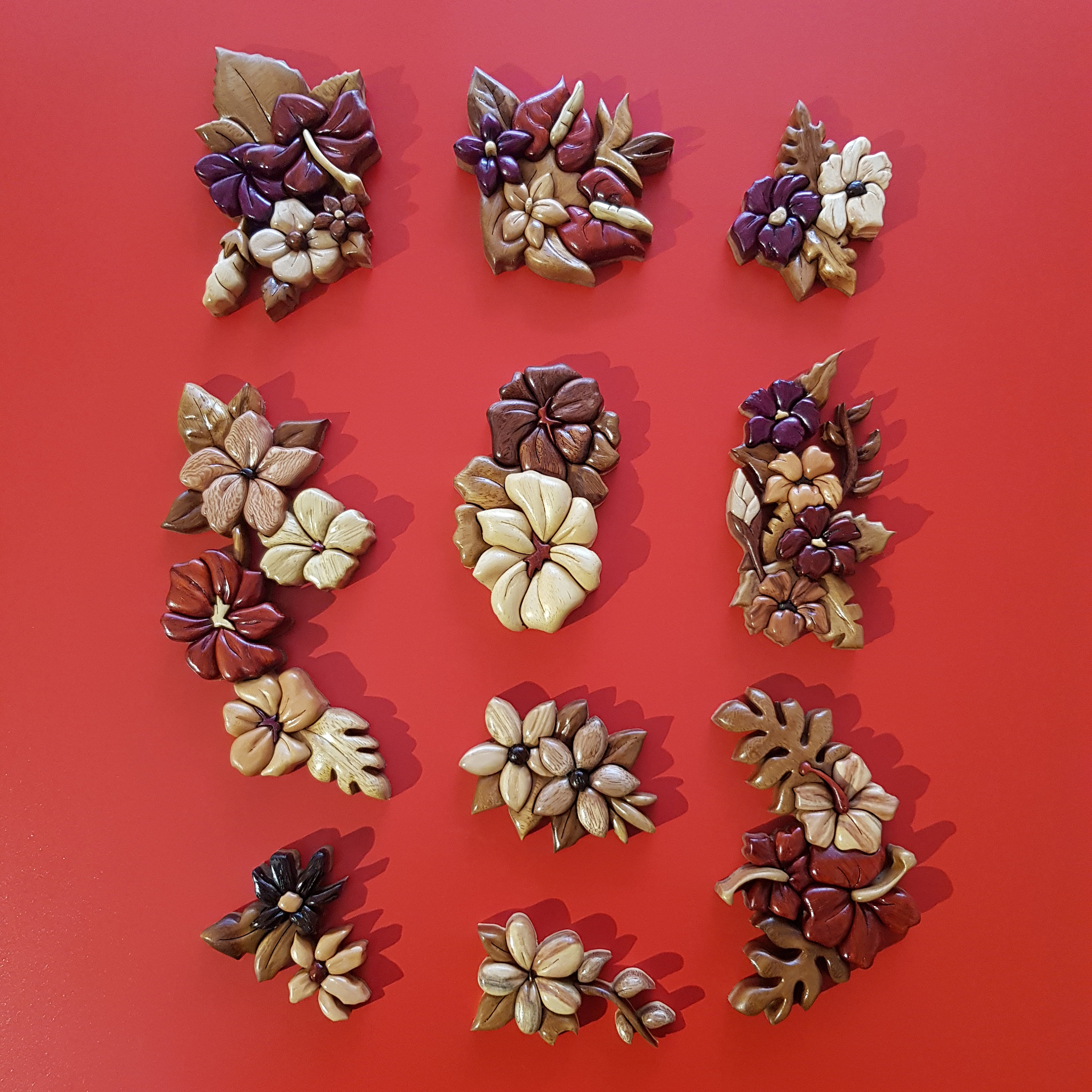 Hawaiian Flower Intarsia Pattern, Wooden Floral Craft PDF Design