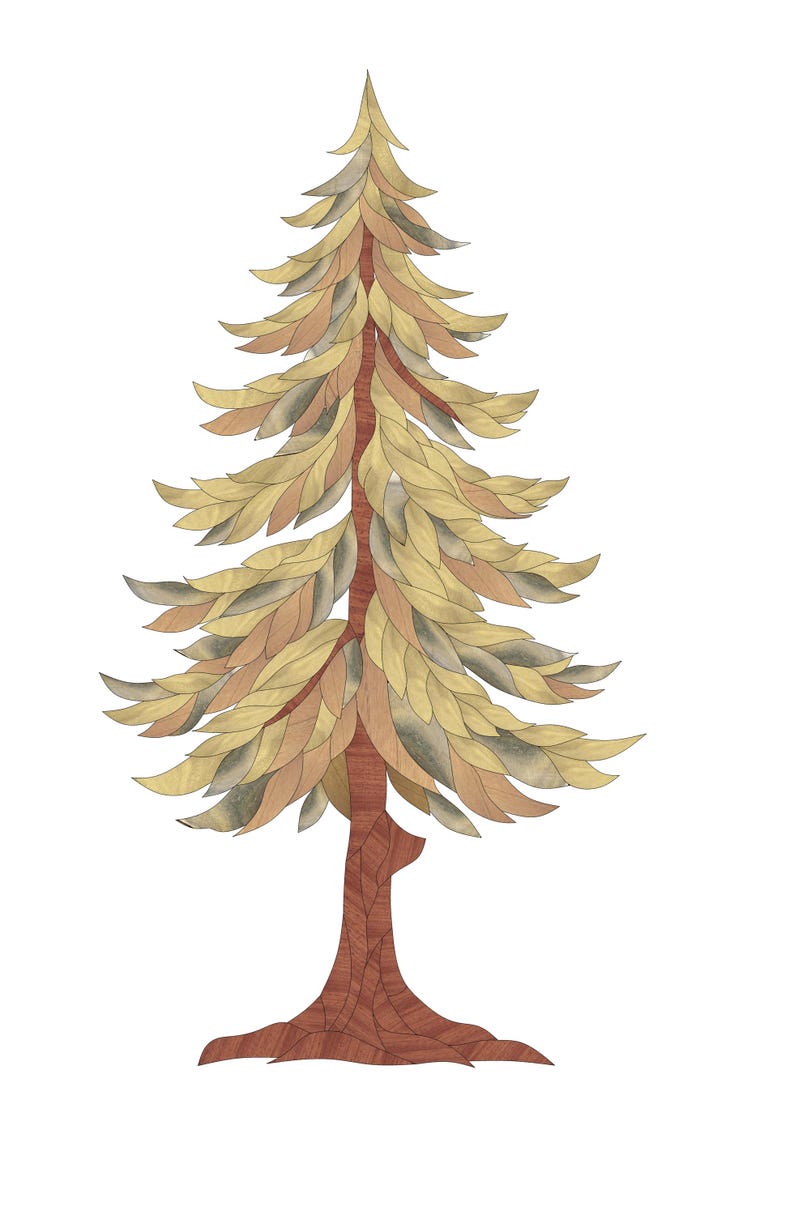 Forest Intarsia Pattern Deer and Pine Tree Wood Intarsia Pattern PDF, Forest Wildlife Wall Art ...