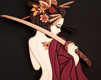 Geisha Intarsia Pattern Scroll Saw Pattern Pattern Only download Pdf Wood Intarsia Pdf Pattern Digital Pattern