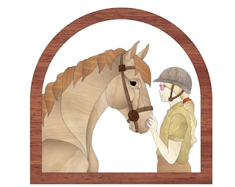 Intarsia Horse & Girl Woodworking Pattern: Scroll Saw Art (Digital Download)