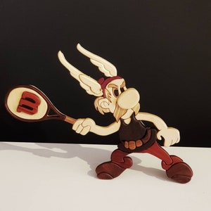 Asterix Collectible Figurine, Tabletop Decor, Tennis Racket, House Warming Ornament, Gift for Him, Home Decor, Gift for Tennis Lovers image 2
