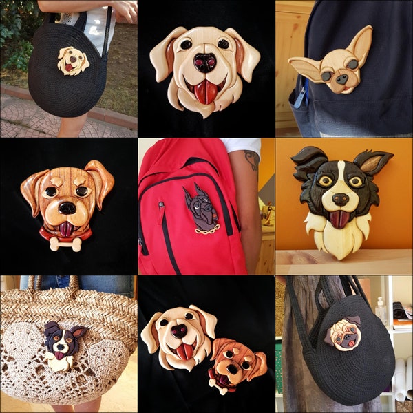 Wood Intarsia Patterns Collection for Beginners - Six Different Dog Figurines, Chihuahua, Border Collie, Danua, Pug, Golden Retriever