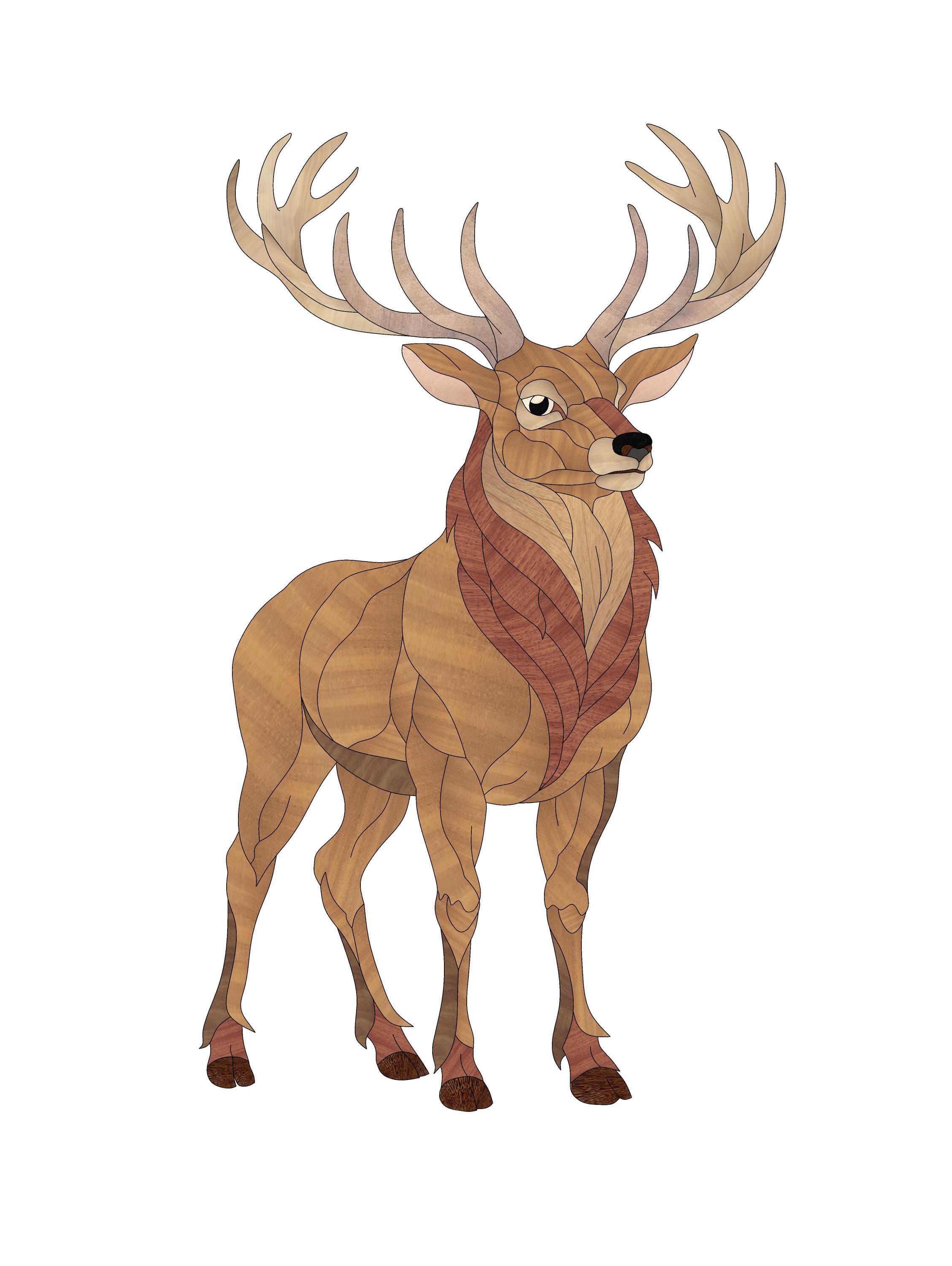 Forest Intarsia Pattern Deer and Pine Tree Wood Intarsia Pattern PDF, Forest Wildlife Wall Art ...