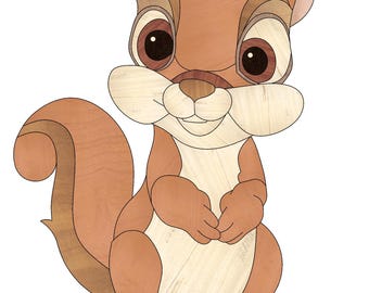 Sweet Squirrel Intarsia Pattern PDF, Woodland Animal Woodworking Design, Adorable Wall Art Digital Download