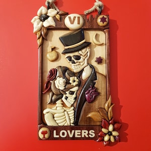 Décoration Murale Cartes de Tarot, La Carte des Amoureux, Cadeau pour Sorcière, Lecture d’Amour Tarot, Art du Tarot, Lune et Étoile