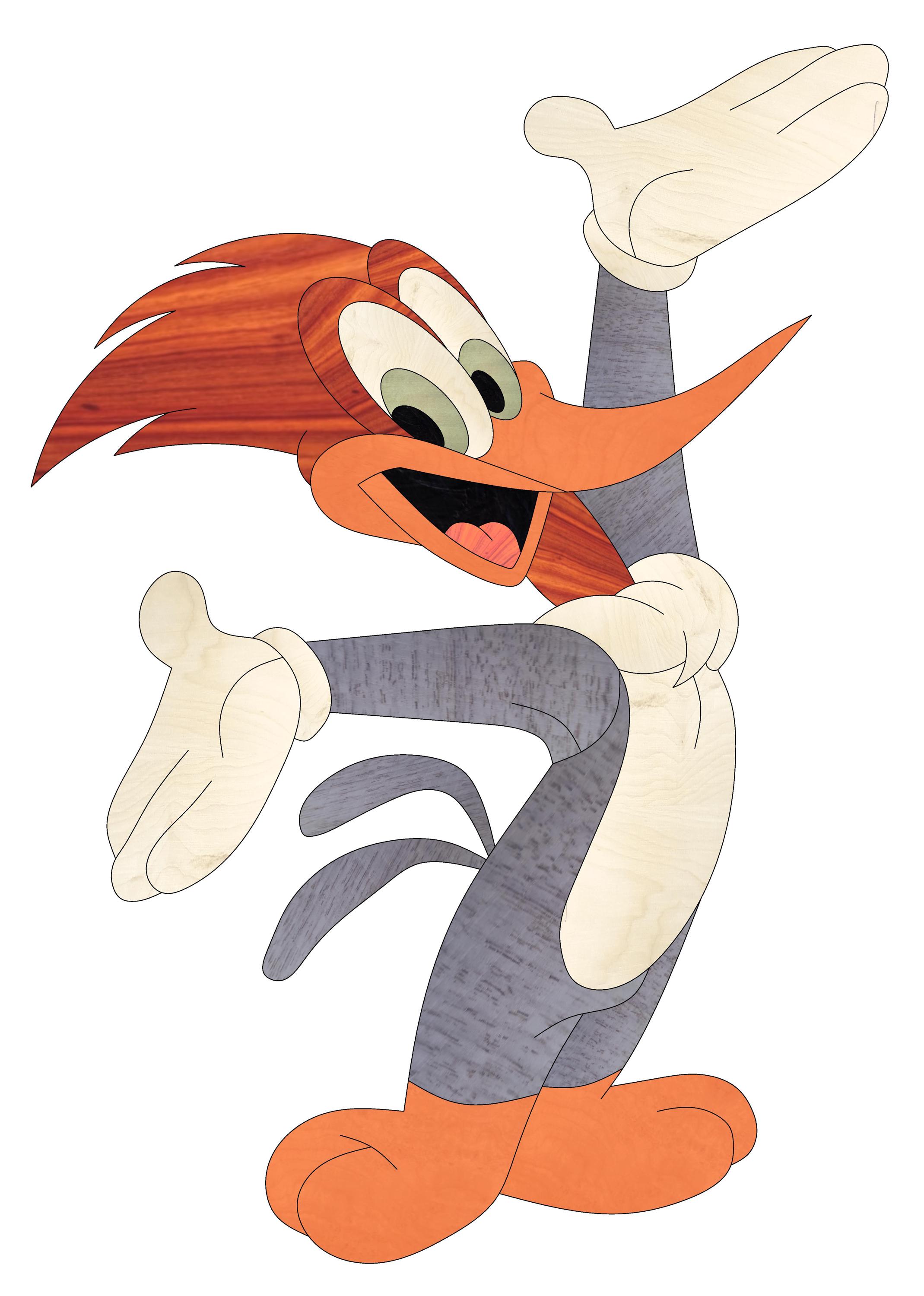 Exquisite Woody Woodpecker Intarsia Pattern: Unique Wall Decor, Door Decor, Intarsia Wood Art, Nature Inspired Design, Whimsical Home Accent