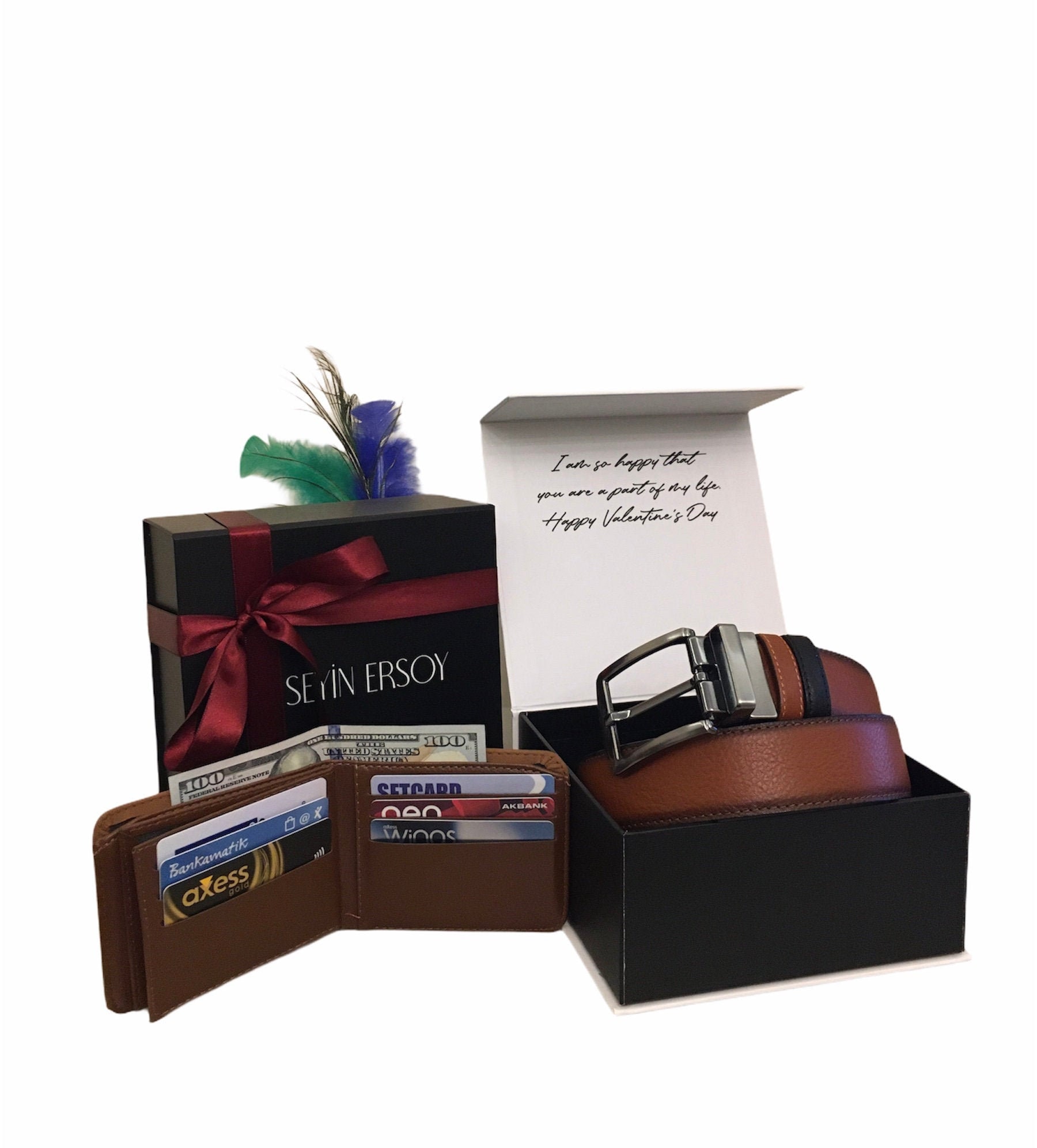 designer belt and wallet set