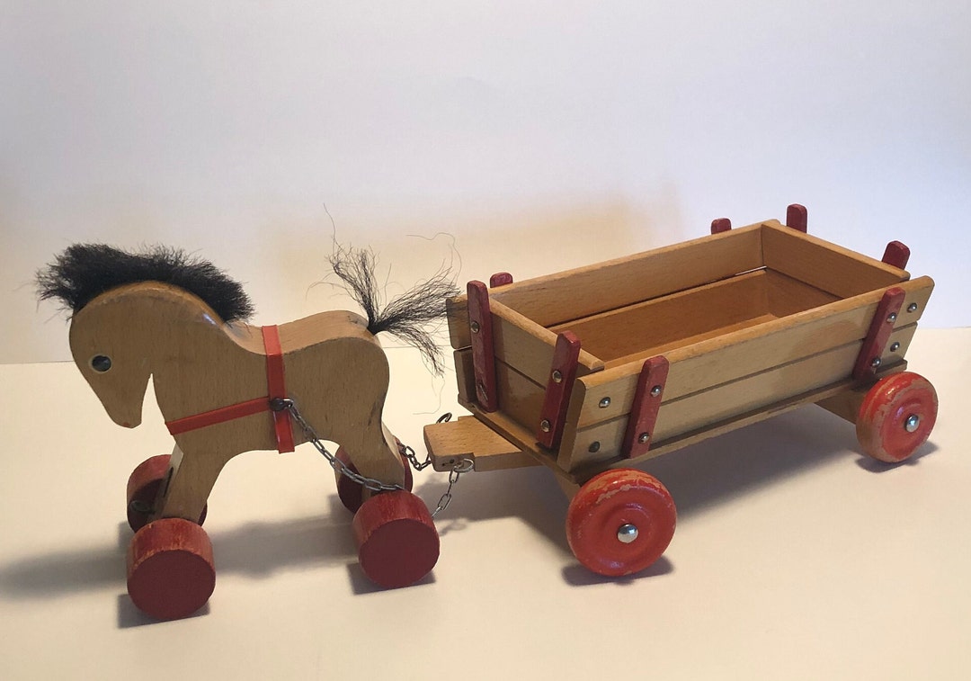 Haba Solid Wood Horse and Wagon Pull Toy Made in Germany Etsy