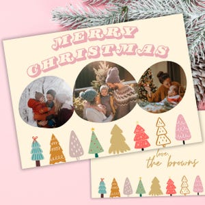 Modèle photo de carte de Noël, carte de vœux imprimable, carte de Noël rétro, carte photo numérique de Noël, modifiable sur Canva, téléchargement immédiat