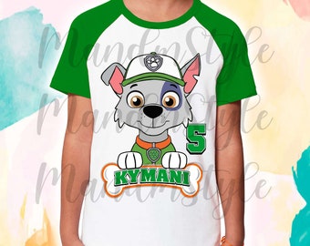 T Shirt Paw Patrol Rocky Theme Party 