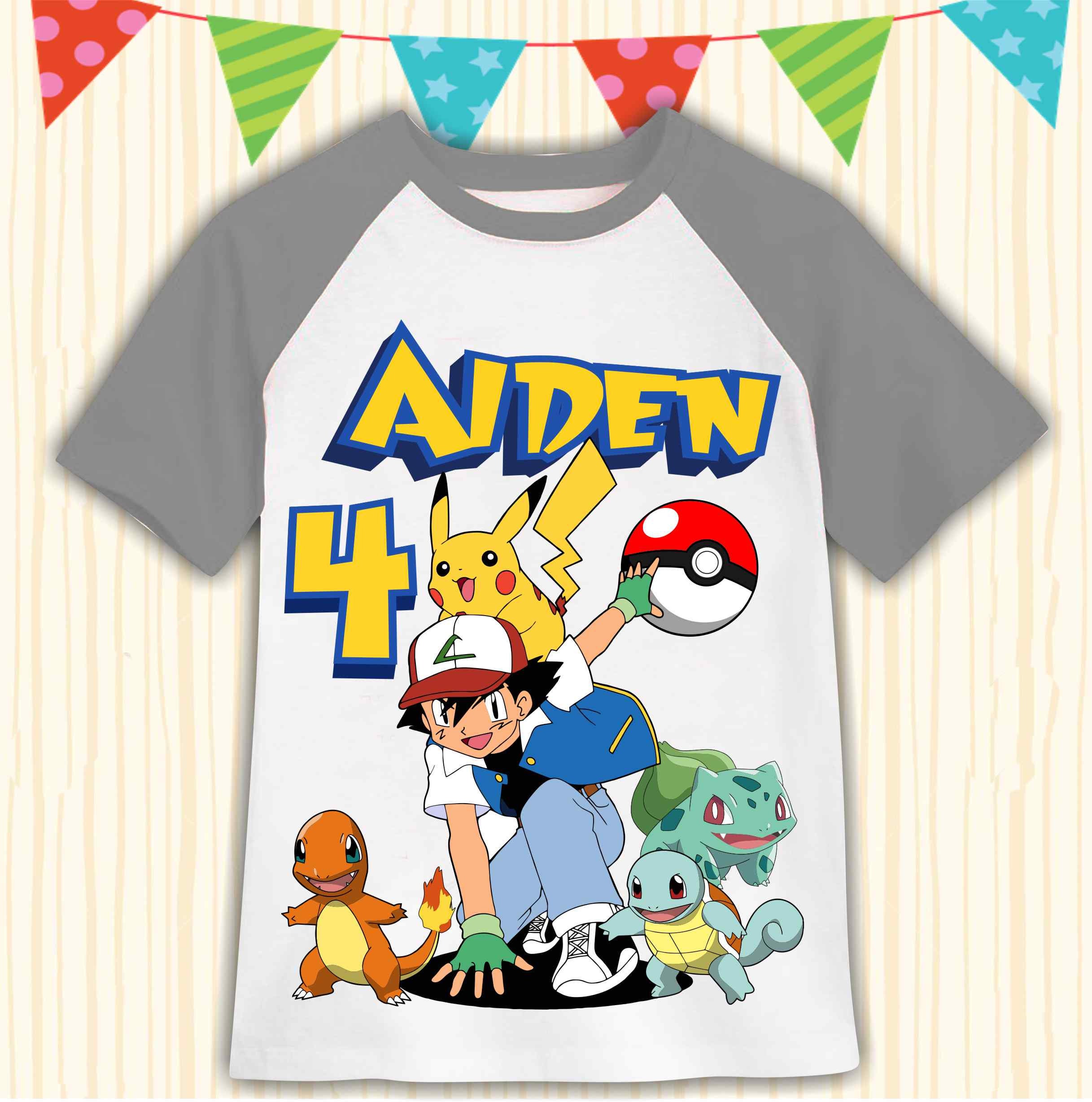 Pokemon Birthday Shirt Pokemon party theme shirt Personalized | Etsy