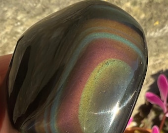 Hermosa roca de cristal de obsidiana arcoíris de forma libre - Obsidiana arcoíris curativa