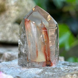 RARE, high quality and sought after Amphibole Quartz/Angel wing Phantom Quartz/Red Rabbit Quartz Point. From Brazil