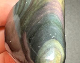 Hermosa roca de cristal de obsidiana arcoíris de forma libre - Obsidiana arcoíris curativa