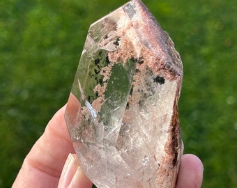 Beautiful Lodolite/Garden Quartz/Scenic Quartz. With Rainbow. Chlorite. Polished, Freeform. AAA quality
