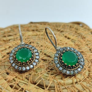 Handmade Women Earring,Turkish Handmade Earring,Ladies Earring,Emerald Topaz Earring,Ladies Earring,925k Sterling Silver ,Boho Style,Love.