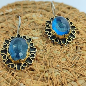 Handmade Women Earring,Turkish Handmade Earring,Ladies Earring,Emerald Topaz Earring,Ladies Earring,925k Sterling Silver ,Boho Style,Love.