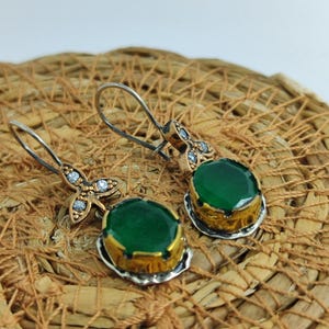 Handmade Women Earring,Turkish Handmade Earring,Ladies Earring,Emerald Topaz Earring,Ladies Earring,925k Sterling Silver ,Boho Style,Love.