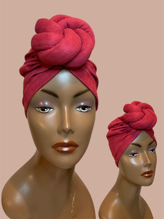 Turban Hat Pre Knotted Head Wraps Twisted Top Knot Pre Tied Head