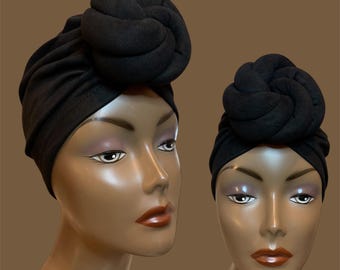 Twisted Top Knot Head Wrap | Pre-tied Turban, Soft Fabric