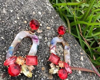 Marble Gem Earrings | Small and Lightweight | Beautiful Accessories | Prom | Graduation Gift | Spring Jewelry | Summertime Jewelry | Vacay