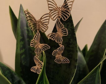 Gold Butterfly Dangle Earrings