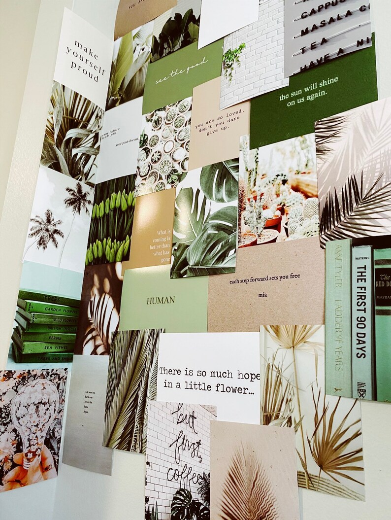 Sage Green Wall Collage Kit Wall Decor Green Wall Kit Plant Etsy