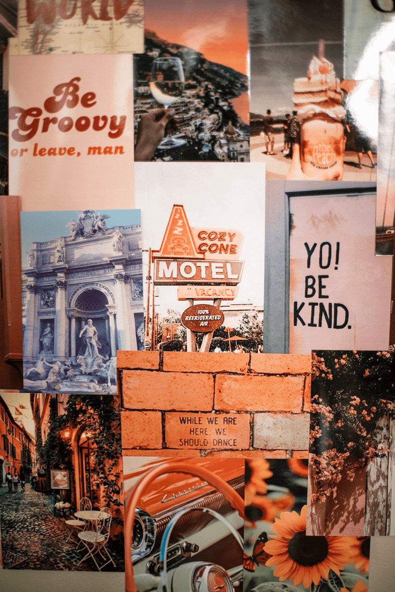Peachy dreams travel aesthetic wall collage kit set of 40 Etsy