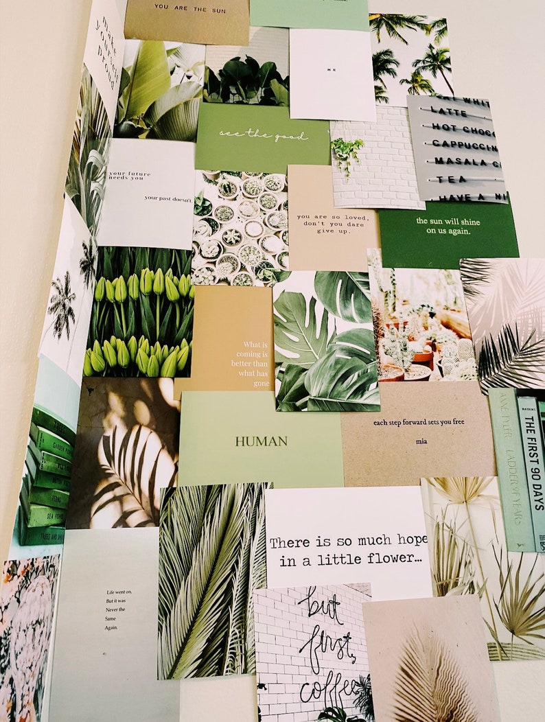 Sage Green Wall Collage Kit Wall Decor Green Wall Kit Plant Etsy