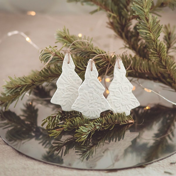 Set of 5 Christmas tree ornaments, Minimalist Christmas decorations, Scandinavian Christmas decor, Rustic Christmas decor, Nordic Christmas